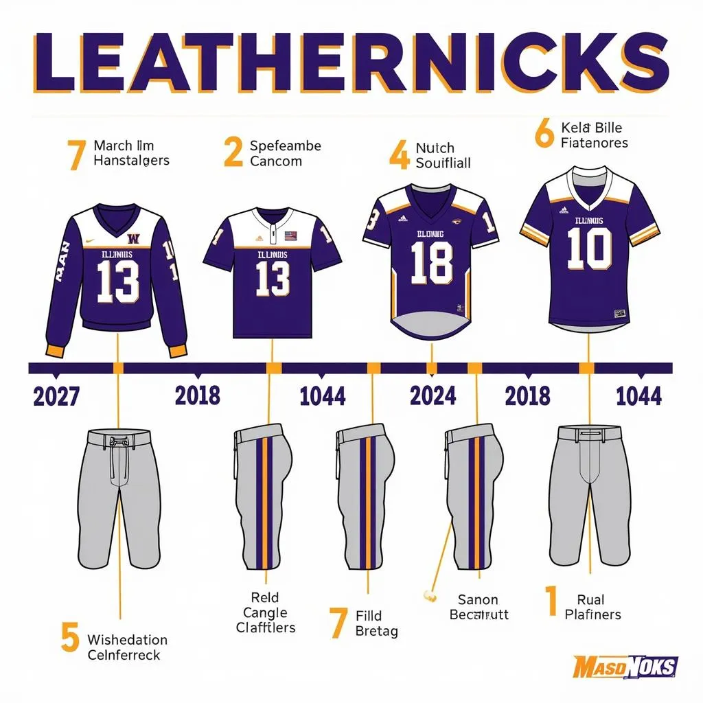 Western Illinois Leathernecks football uniform evolution through the years.