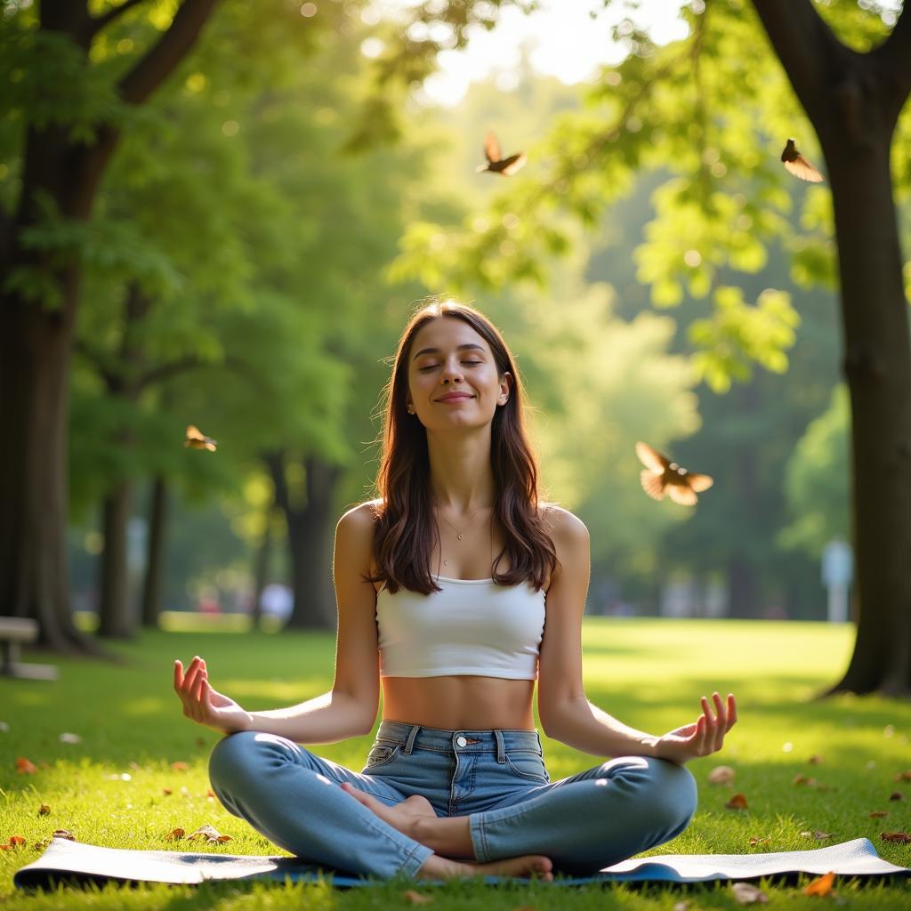 Woman Meditating in Nature for a Wholesome Mindset