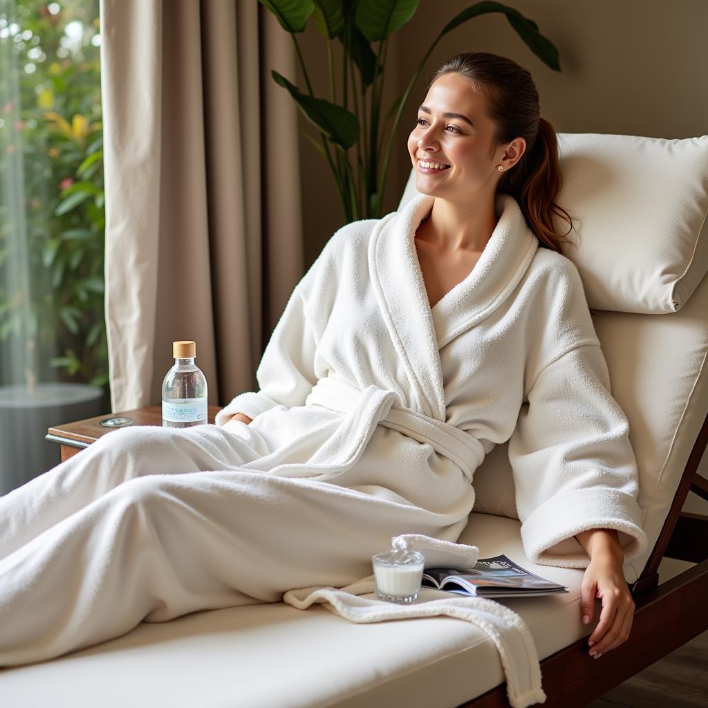 Woman Relaxing at Spa with Essentials