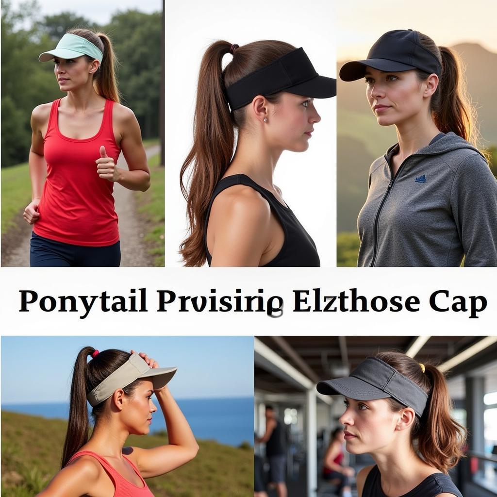 Women wearing sporty ponytail caps