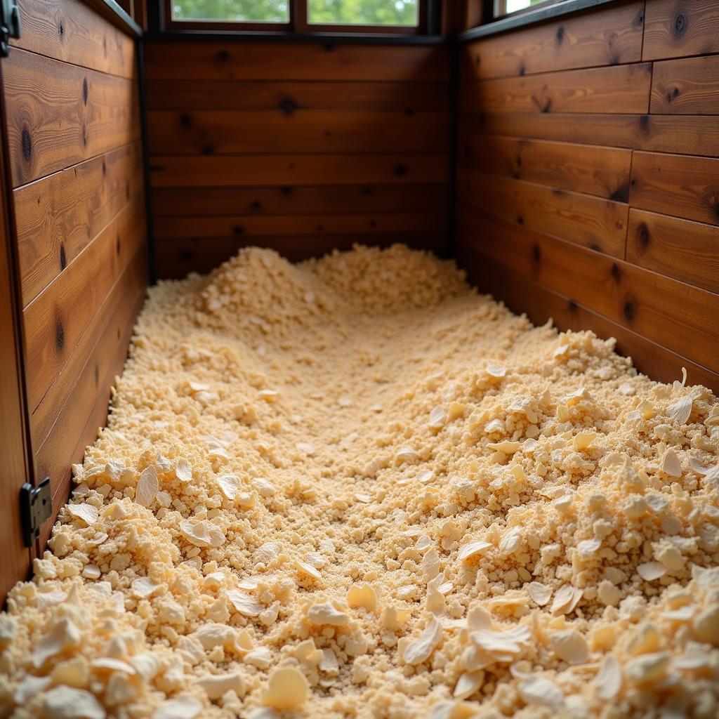 Wood Shavings in a Horse Stall