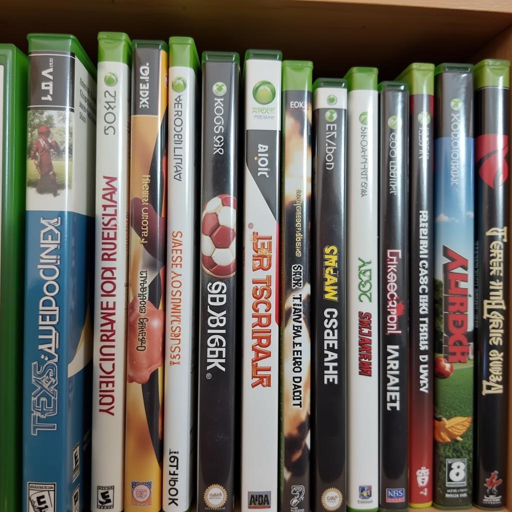 Stack of Xbox 360 game cases