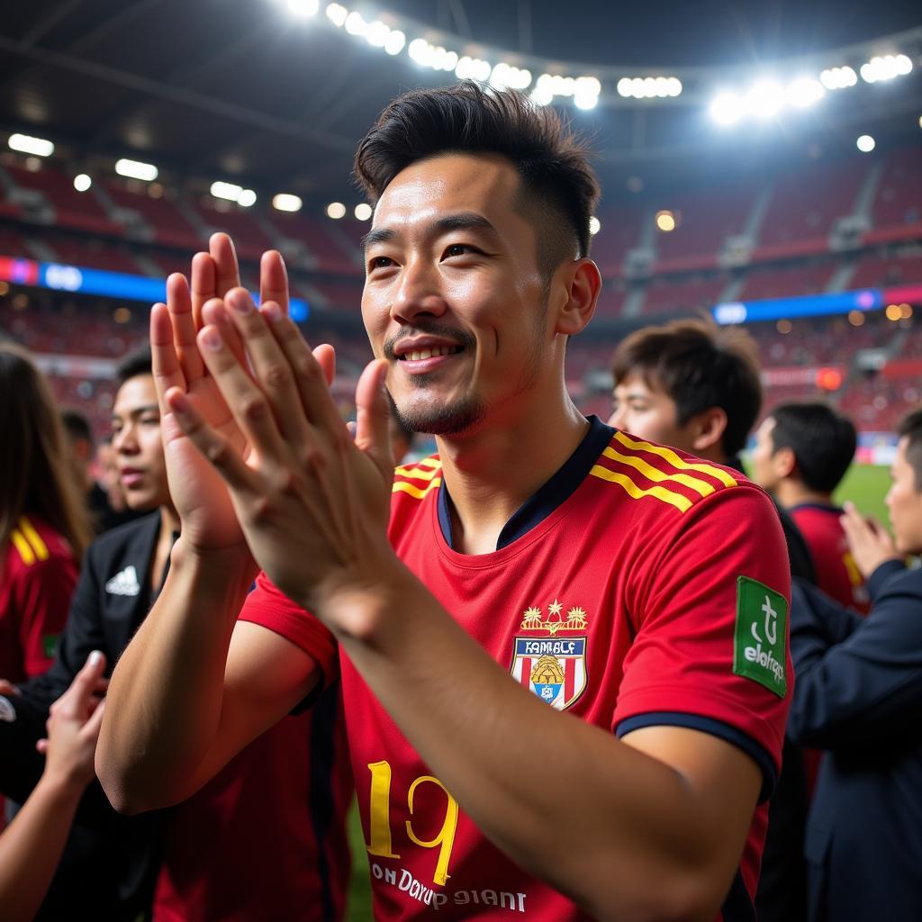 Yamal applauds fans after a match