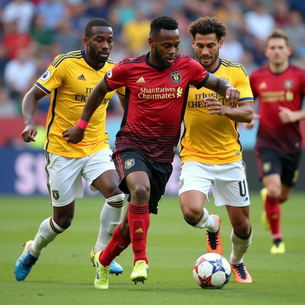 Lamine Yamal demonstrating exceptional ball control while dribbling past defenders