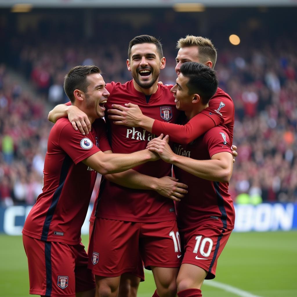 Yamal celebrates a goal with his teammates