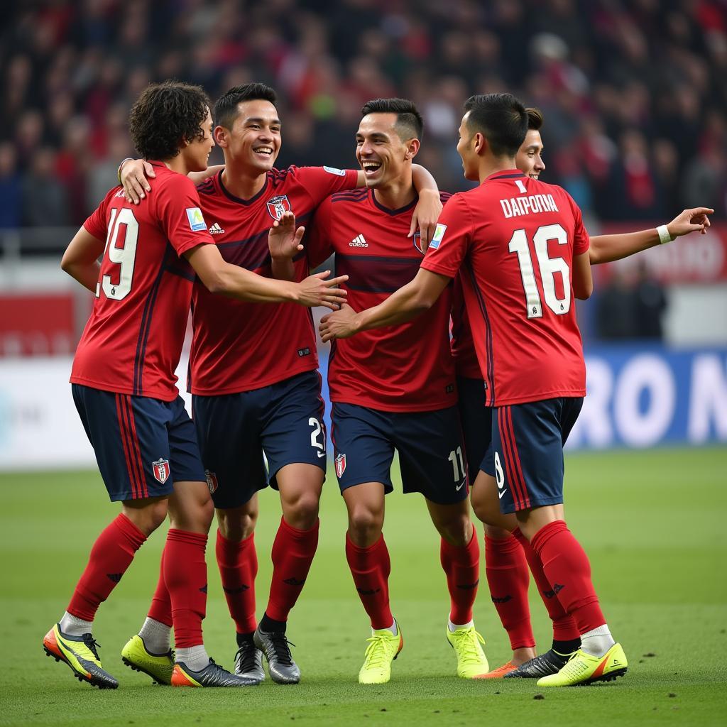 Yamal celebrates a goal with his team