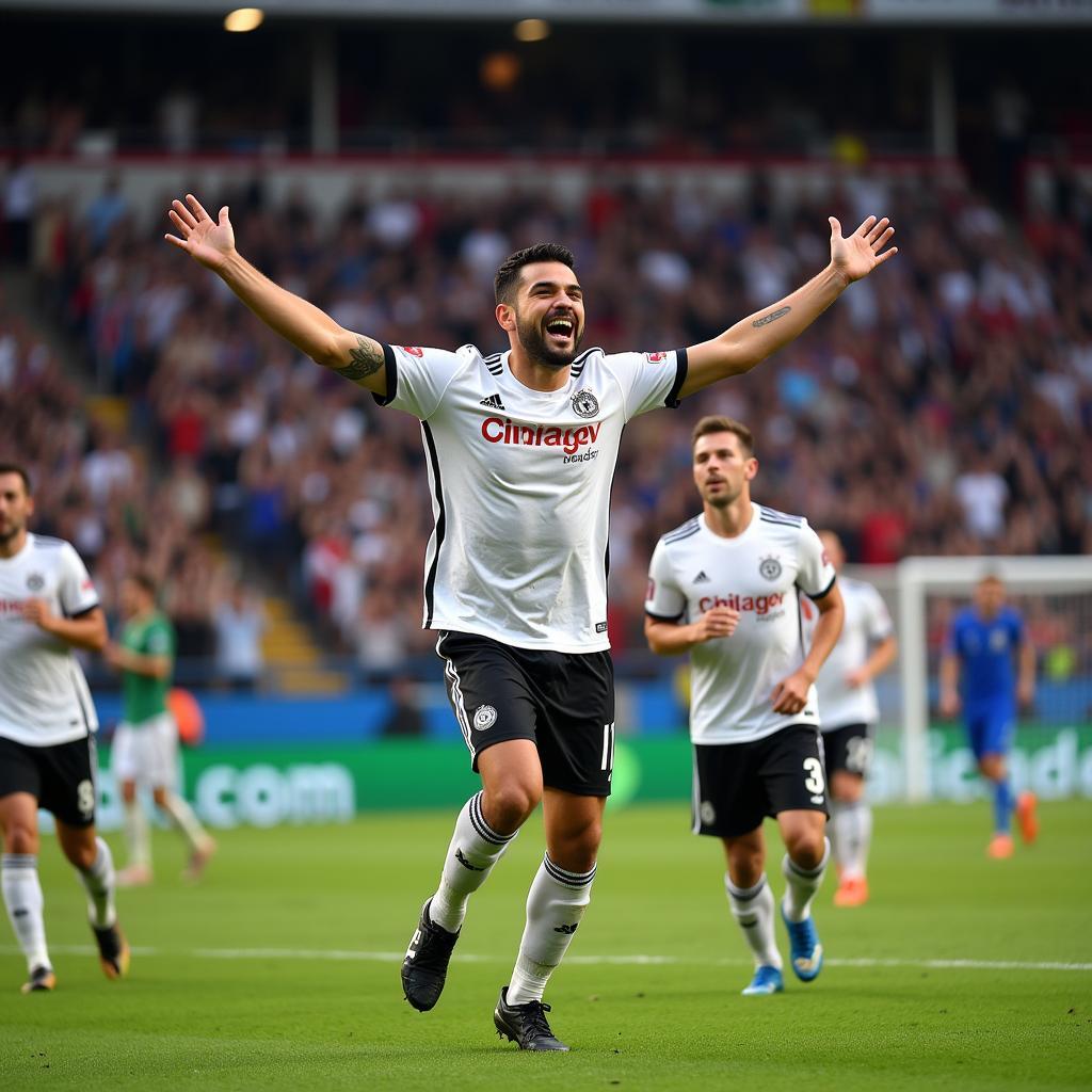 Yamal celebrating a spectacular goal with his teammates