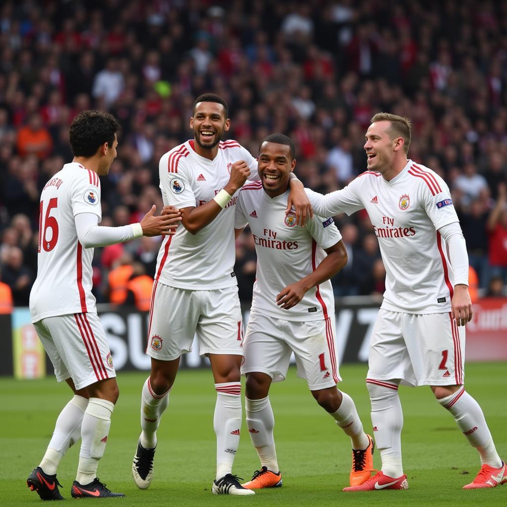 Yamal celebrating a goal with teammates