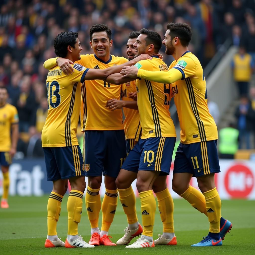 Yamal Celebrating a Goal with Teammates