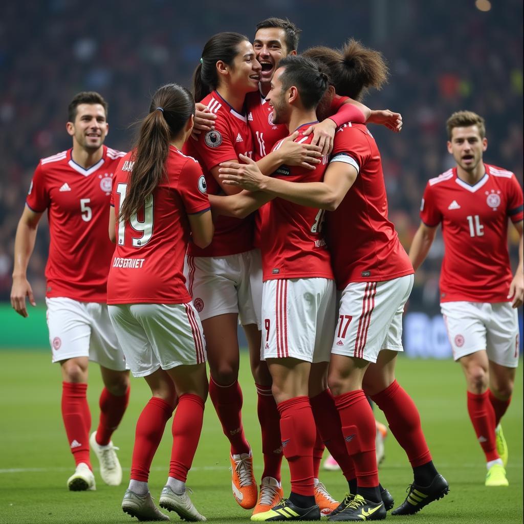 Yamal celebrates a goal with teammates