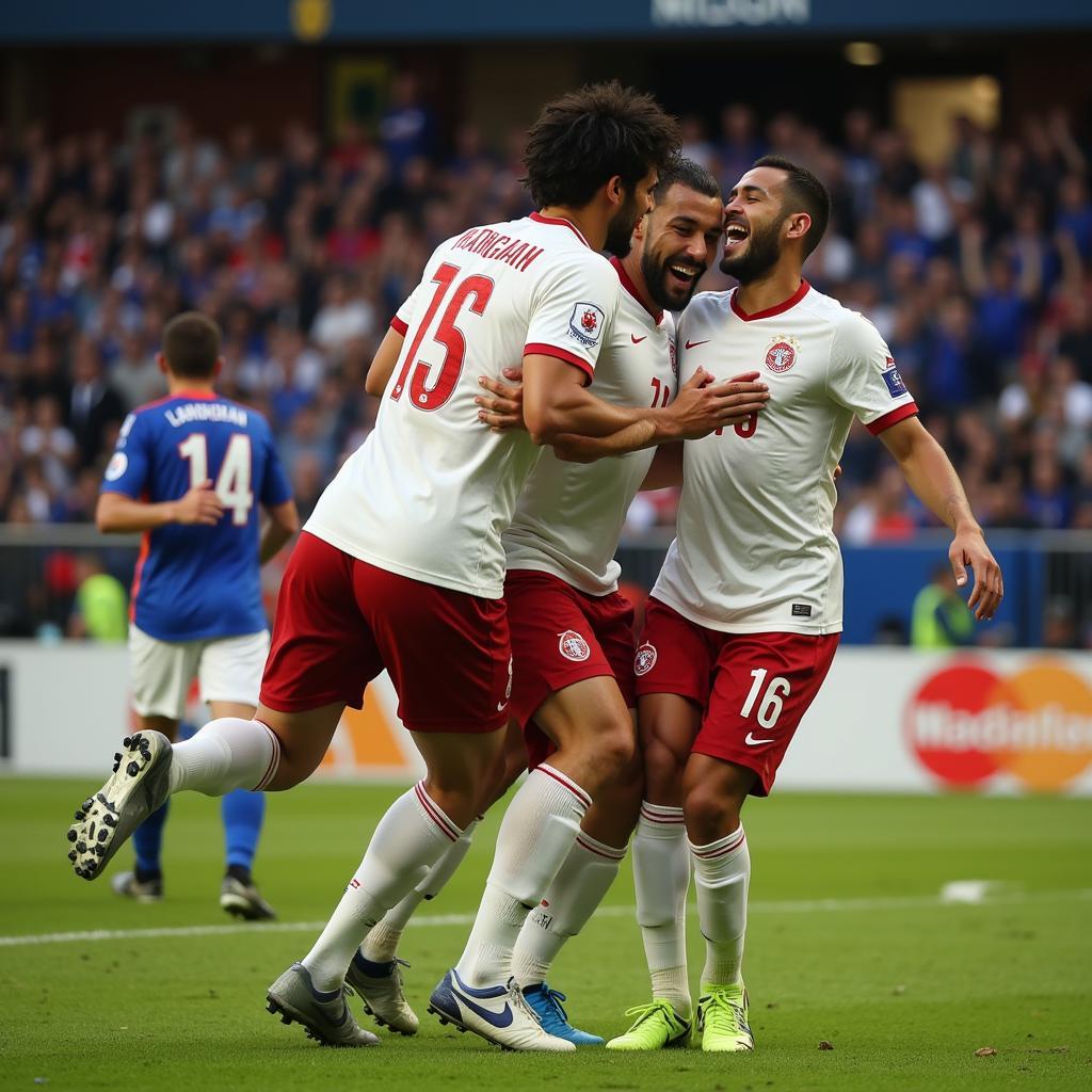 Yamal celebrates a stunning goal with teammates