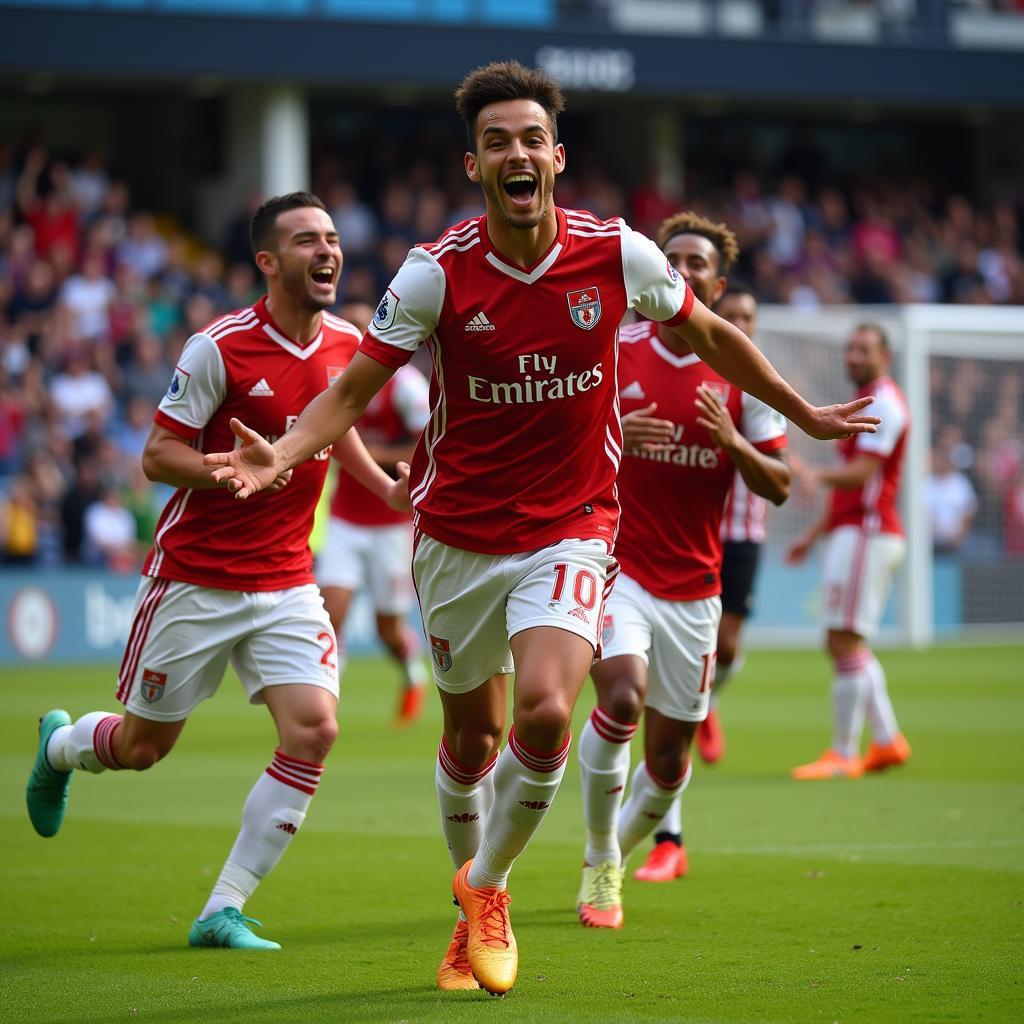 Yamal celebrating a goal with teammates