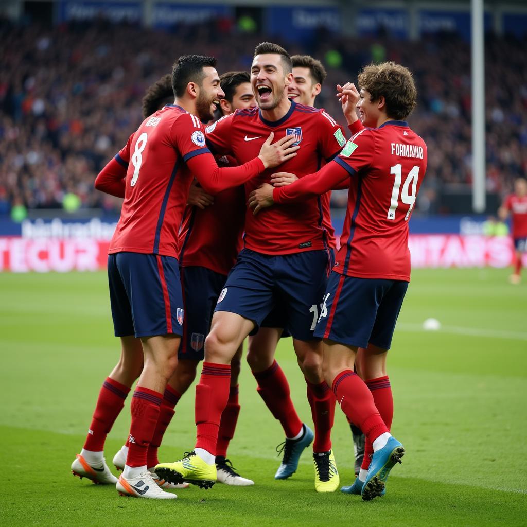 Yamal celebrates a goal with teammates