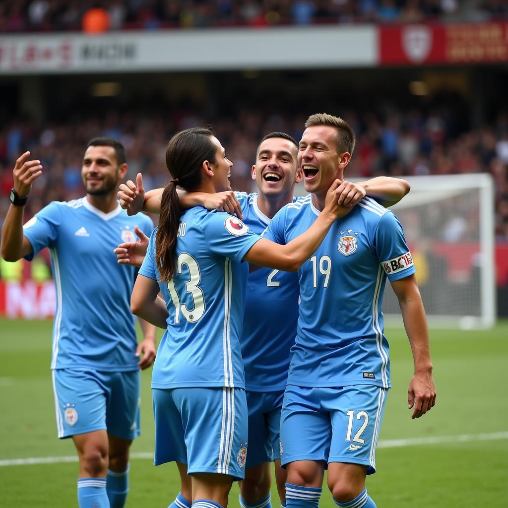 Yamal celebrates a goal with teammates