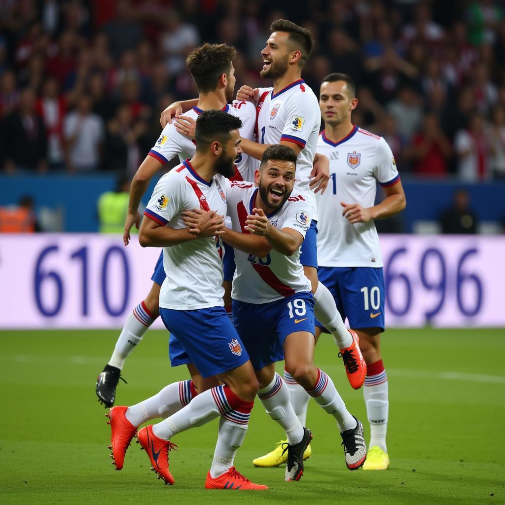 Yamal celebrates a goal with his teammates