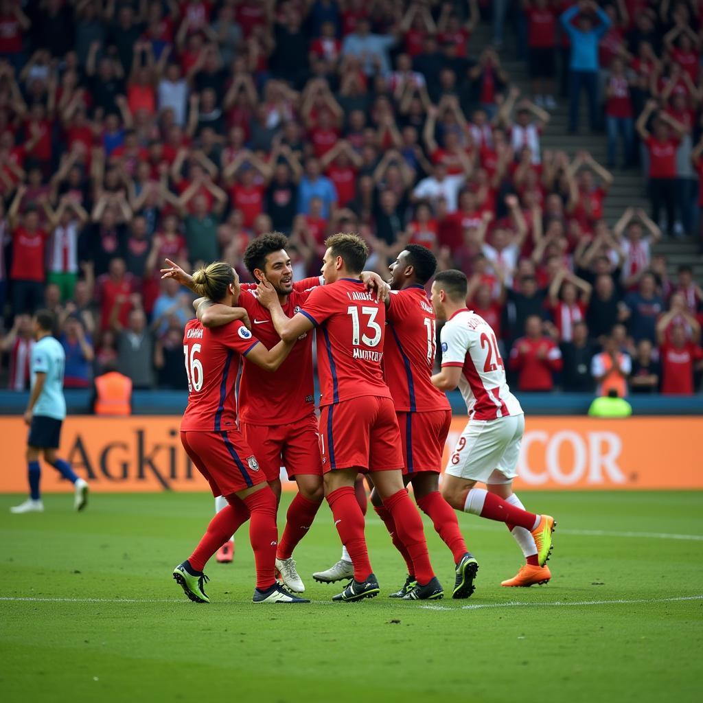 Yamal celebrating a goal with his teammates