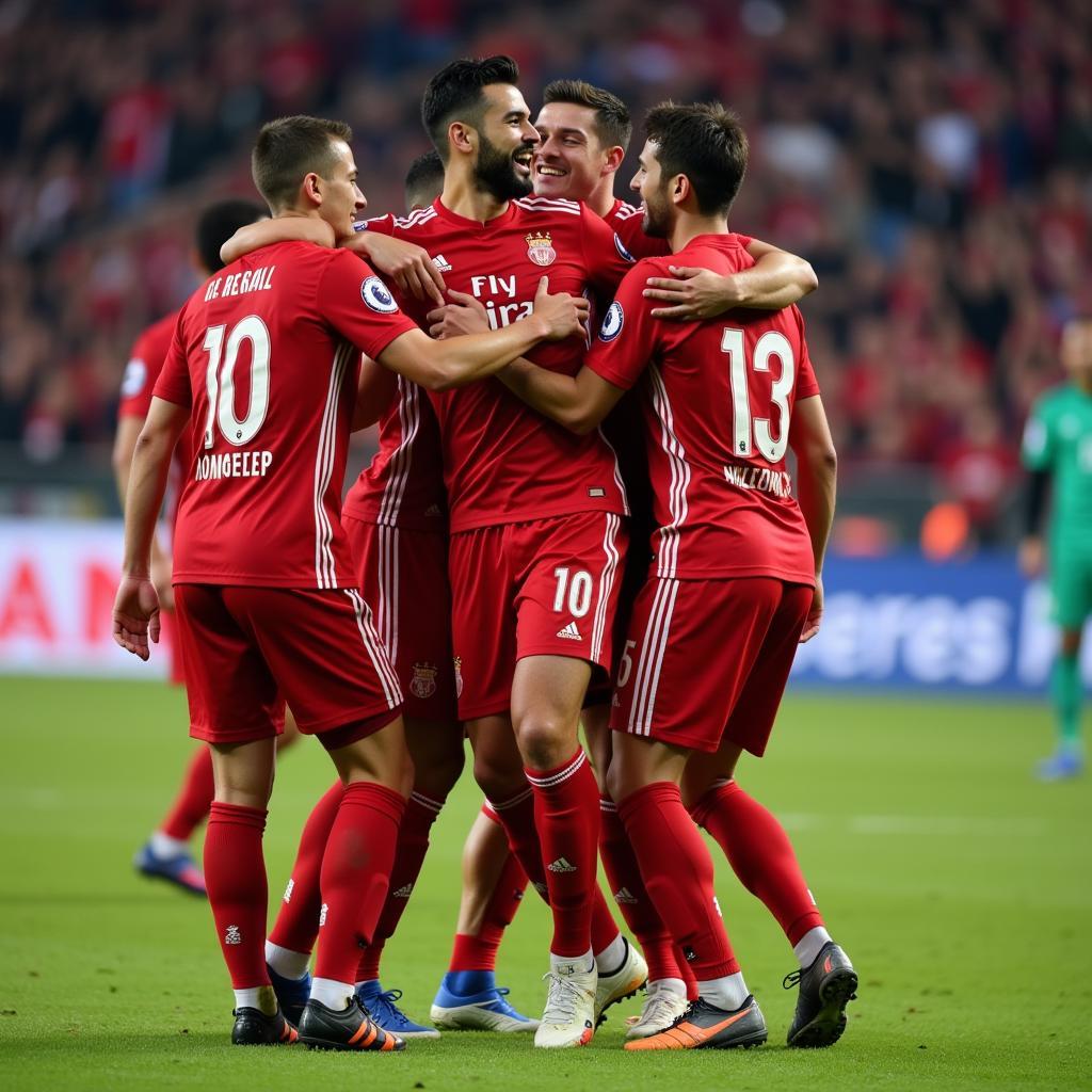 Yamal celebrating a goal with his teammates