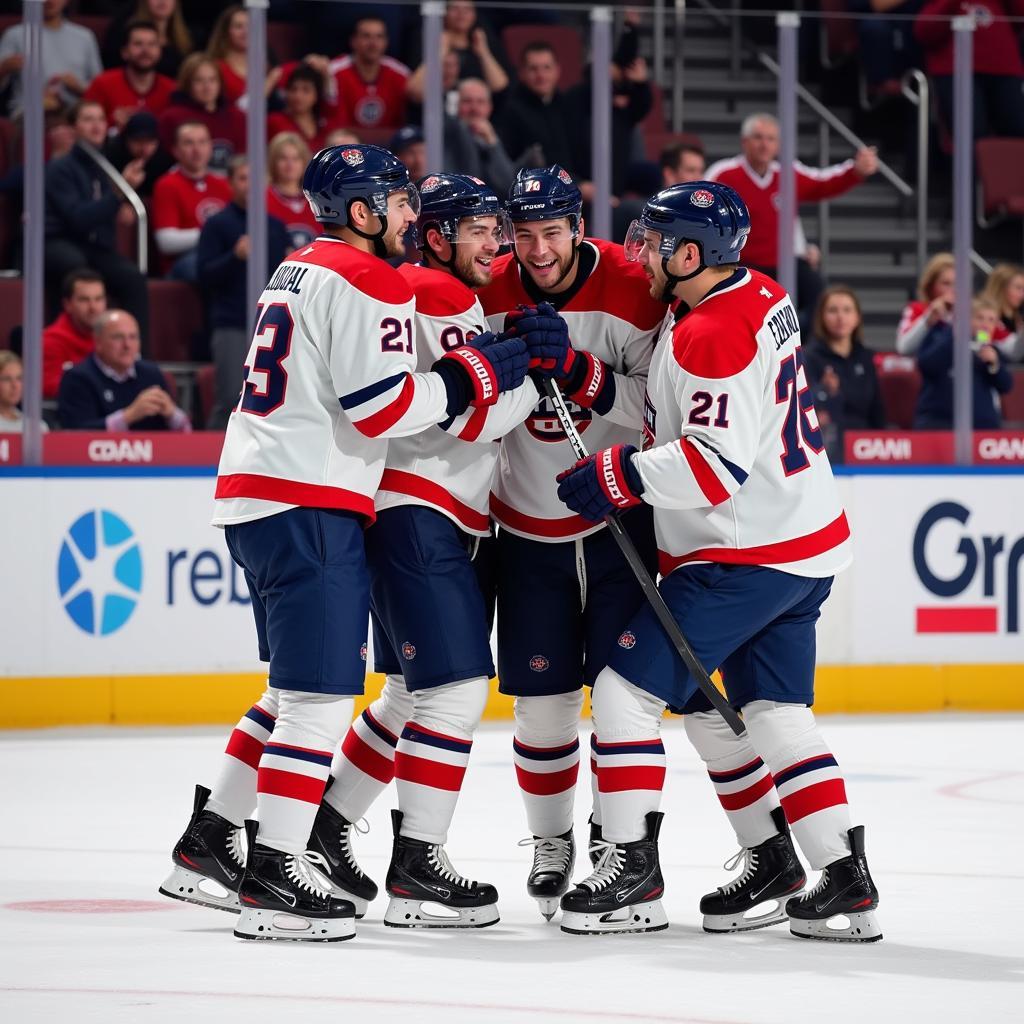 Yamal Celebrating a Goal: Capturing the pure joy and exhilaration of victory, Yamal celebrates a crucial goal with his teammates. The image embodies the racer heat and passion that he brings to the game.