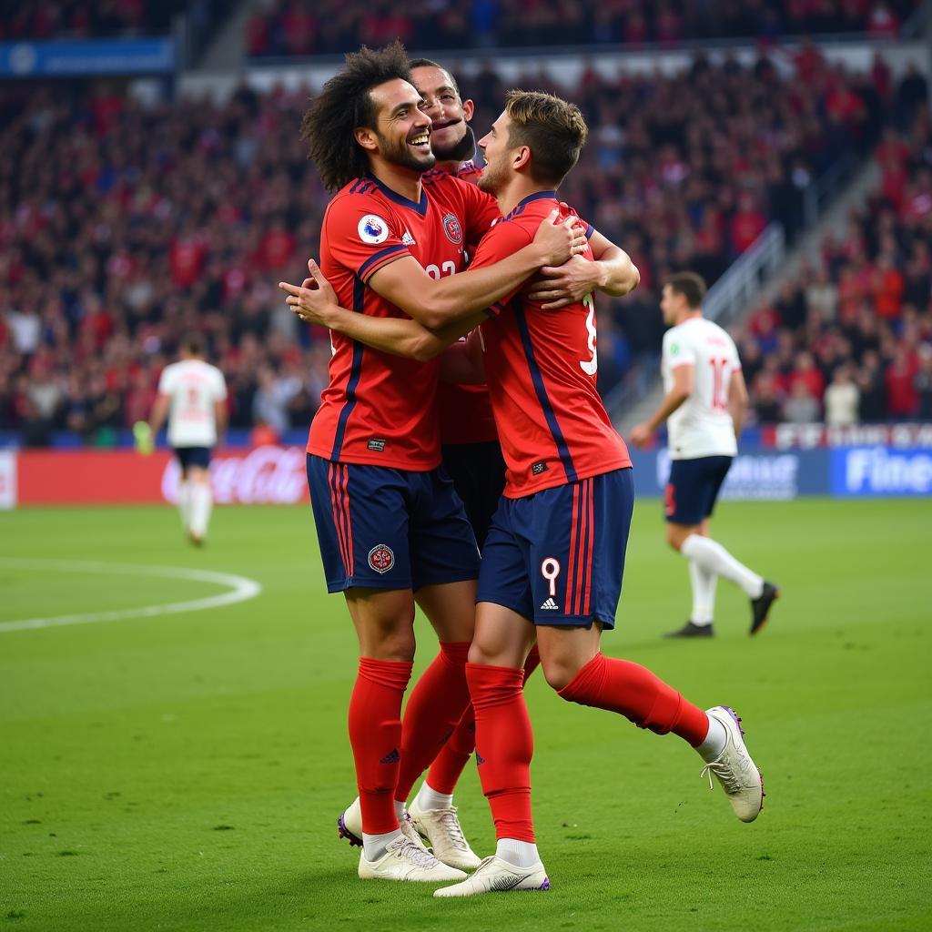 Yamal celebrates a crucial goal with his teammates, highlighting his team spirit and contribution to Iceland's football scene.