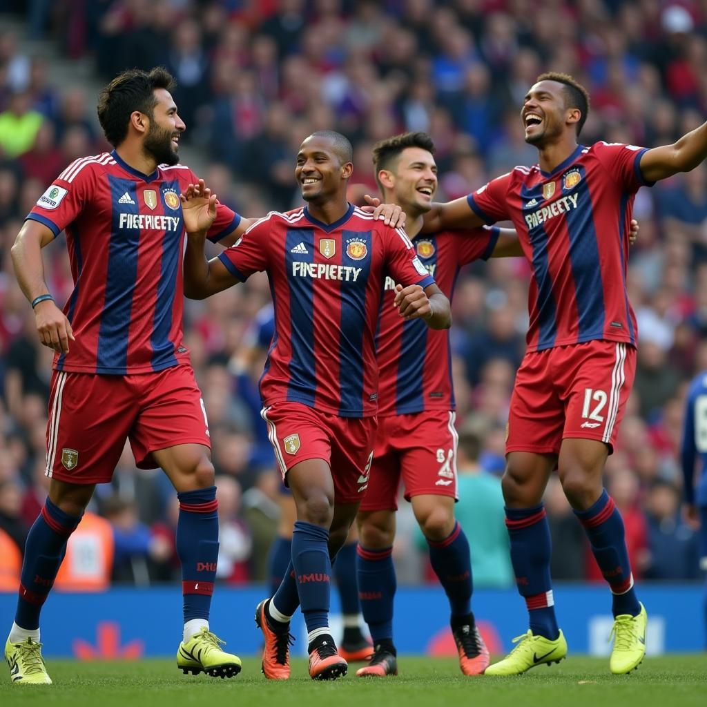 Yamal celebrating a goal with his teammates