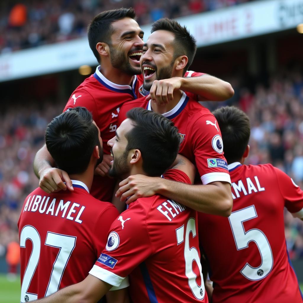 Yamal Celebrating Goal With Teammates