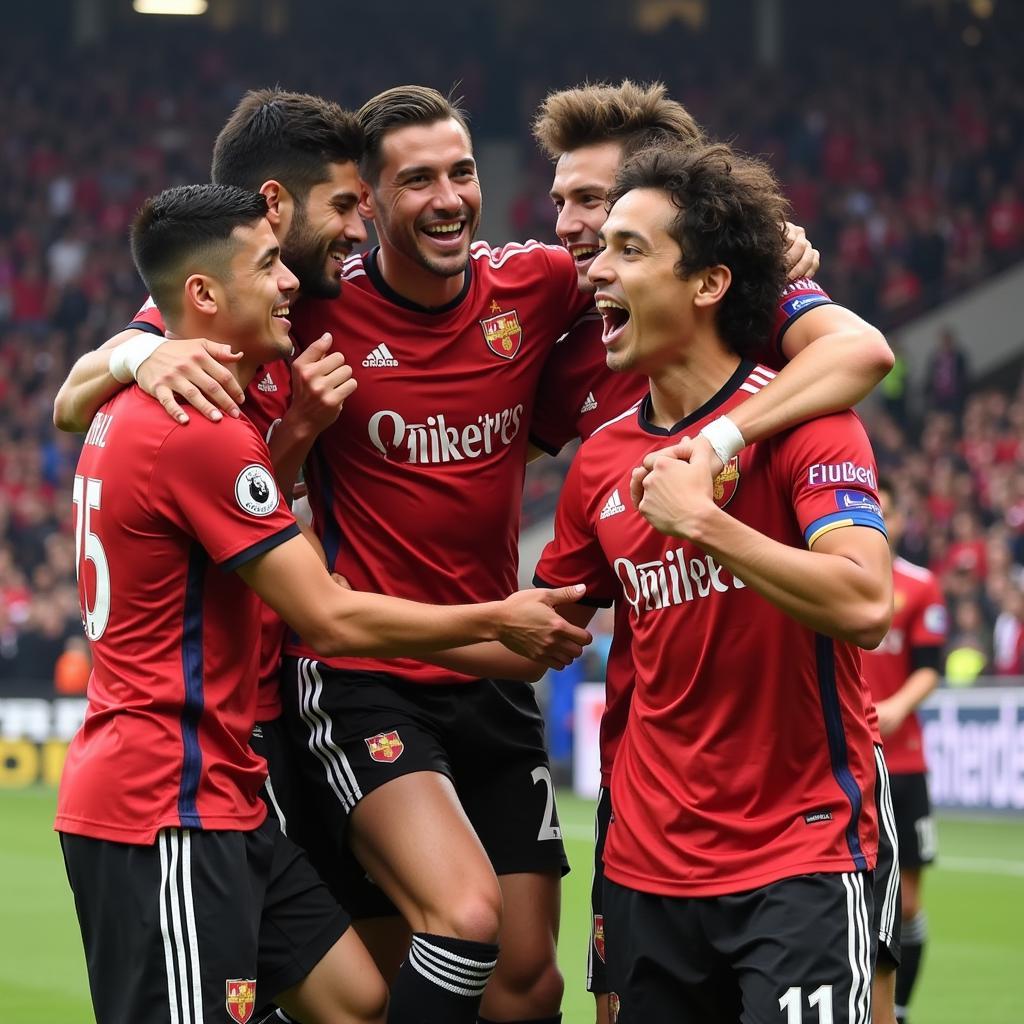 Yamal celebrating a goal with his teammates