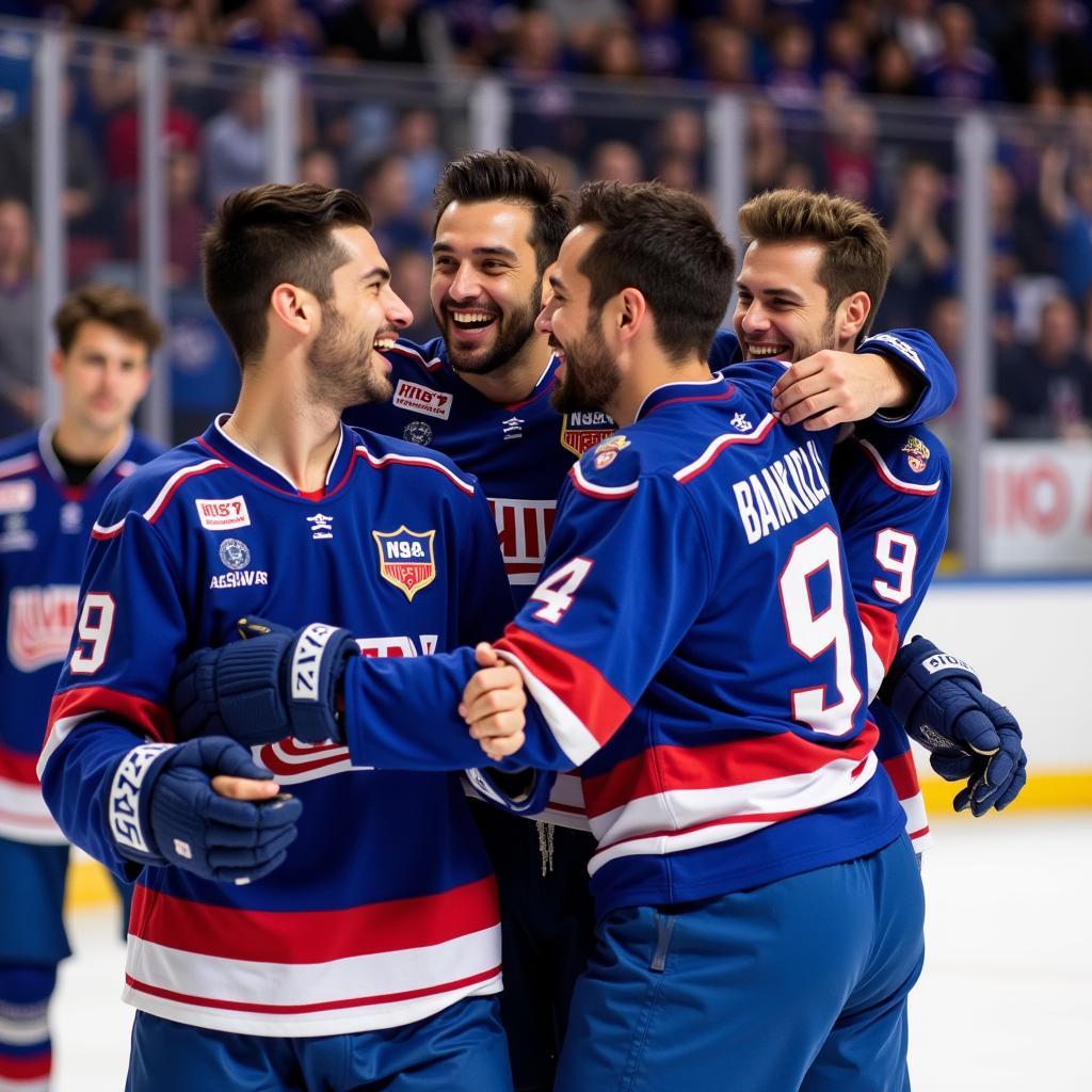 Yamal celebrates a goal, surrounded by ecstatic teammates, during a youth tournament