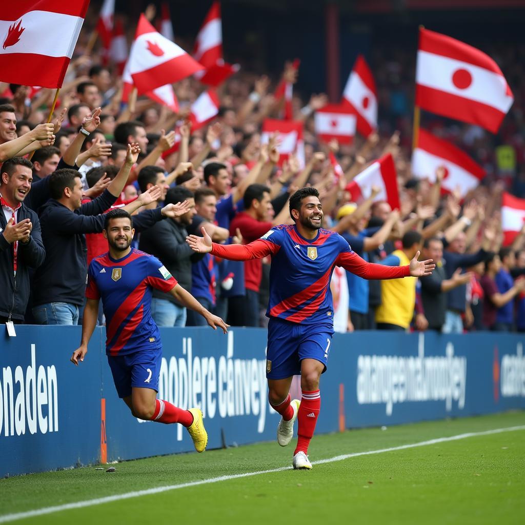 Yamal Celebrating a Goal with Fans