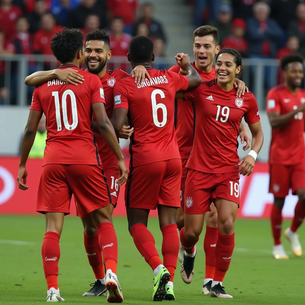 Yamal Celebrating a Goal with Teammates