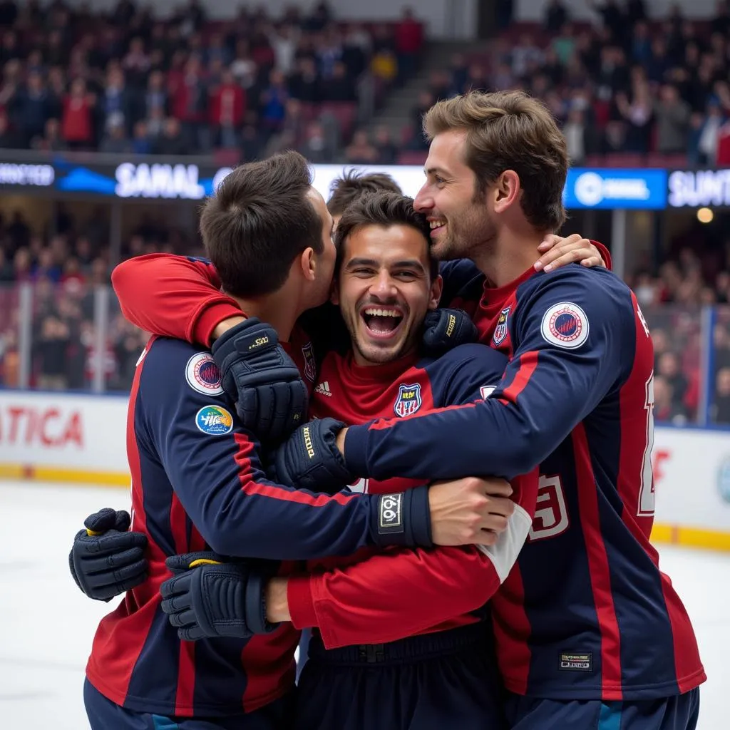 Yamal celebrates a goal with his teammates, pure joy on his face