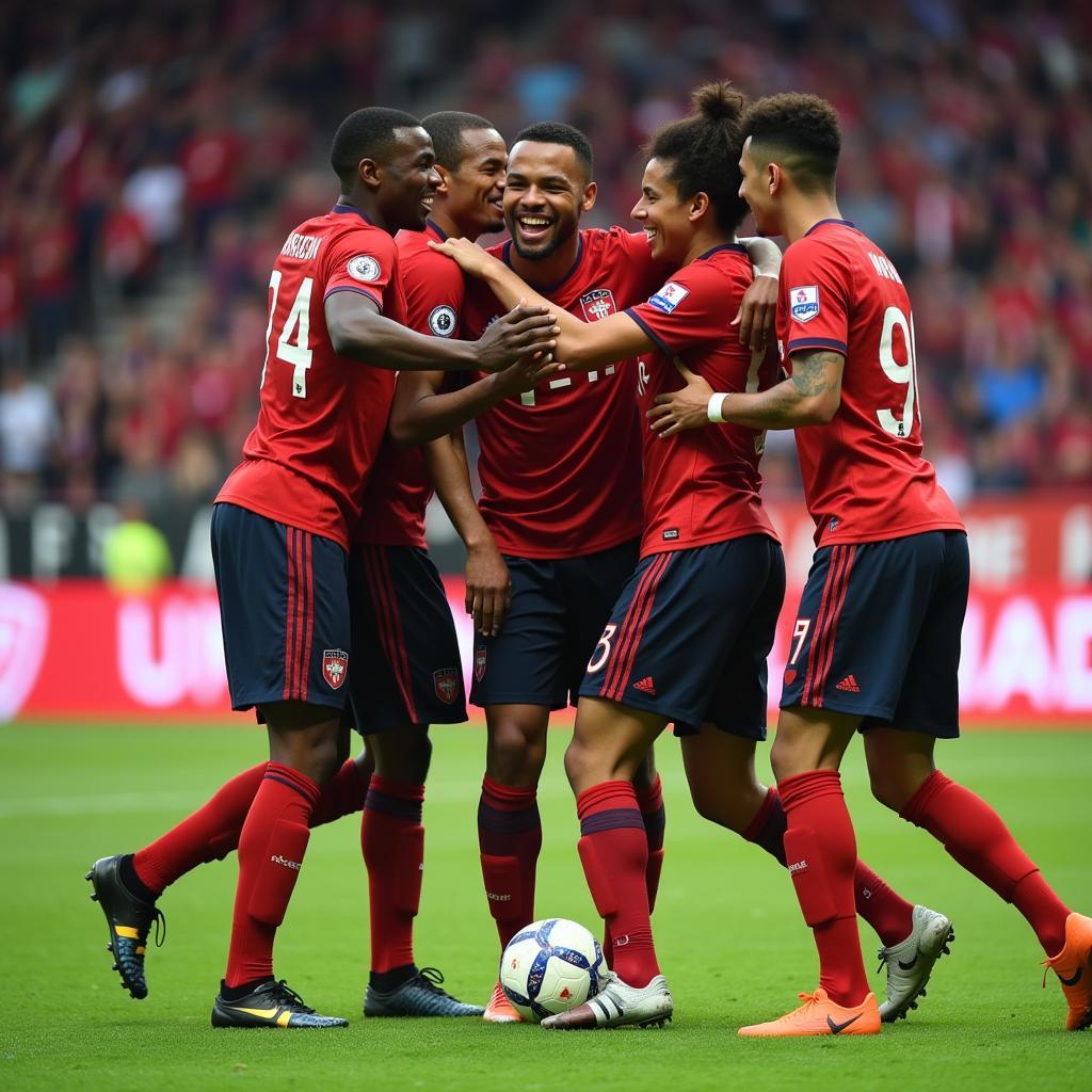 Yamal celebrates a goal with teammates