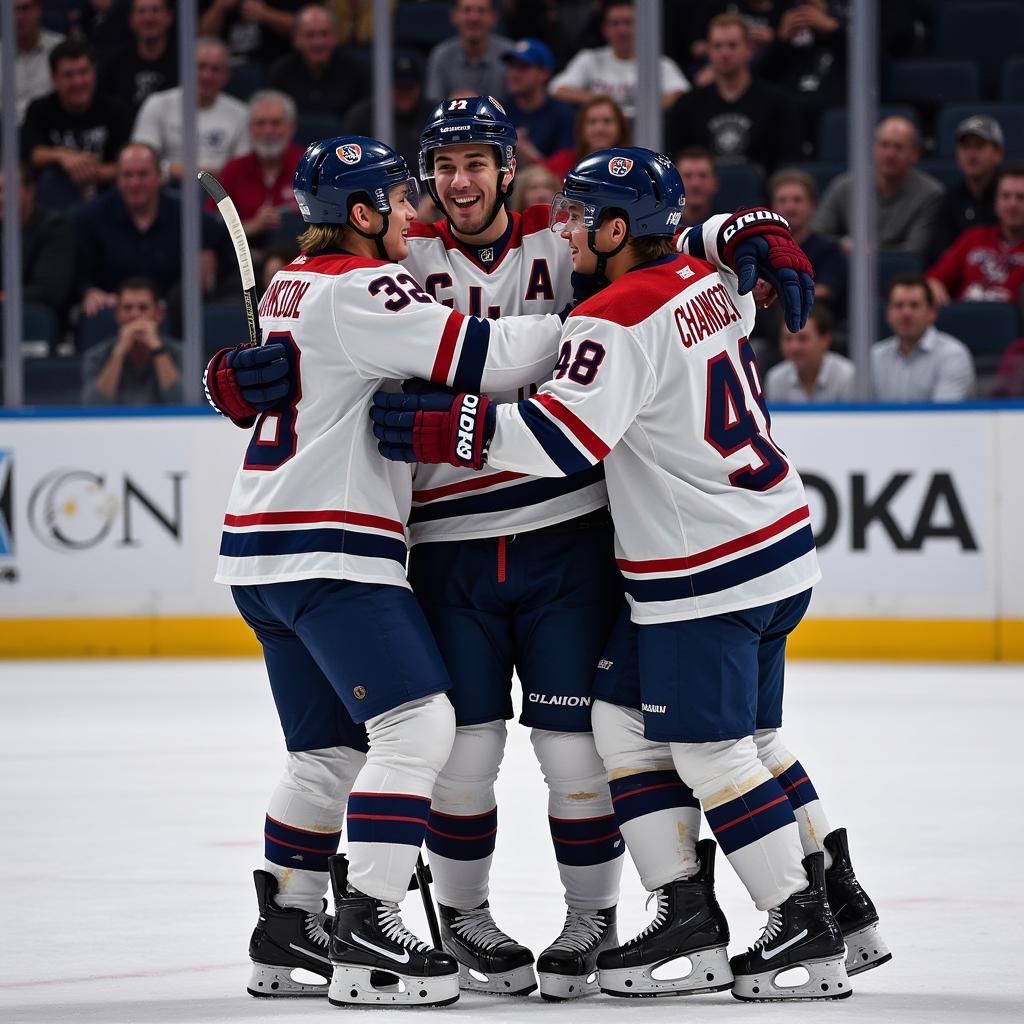 Yamal celebrates a goal with his team, highlighting his team spirit.