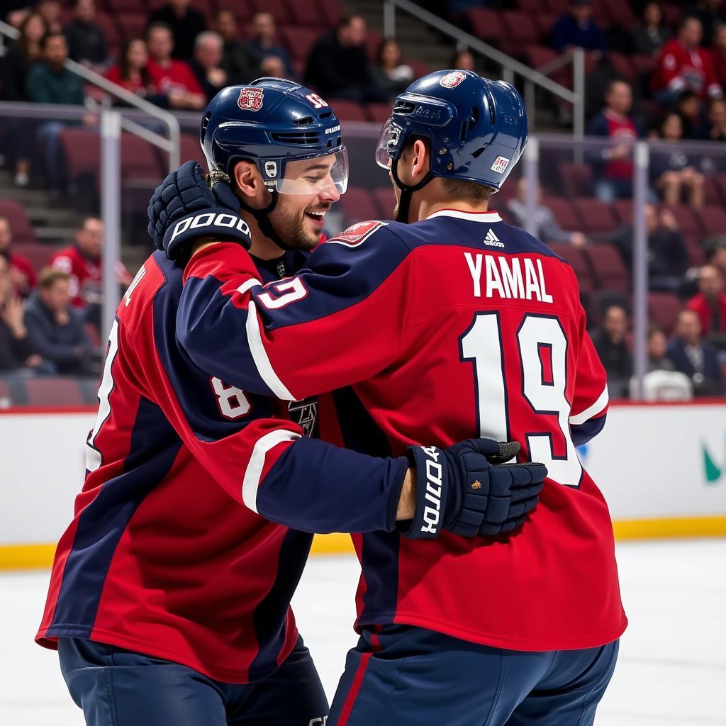 Yamal Celebrating a Goal with Teammates: A Display of Camaraderie and Sportsmanship