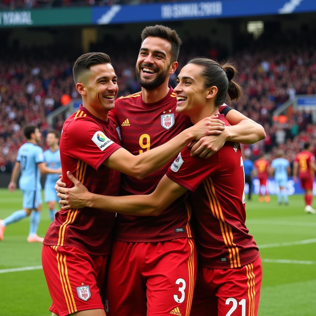 Yamal Celebrating a Goal with Teammates