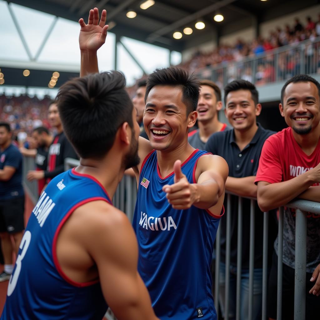 Yamal celebrating a victory with fans