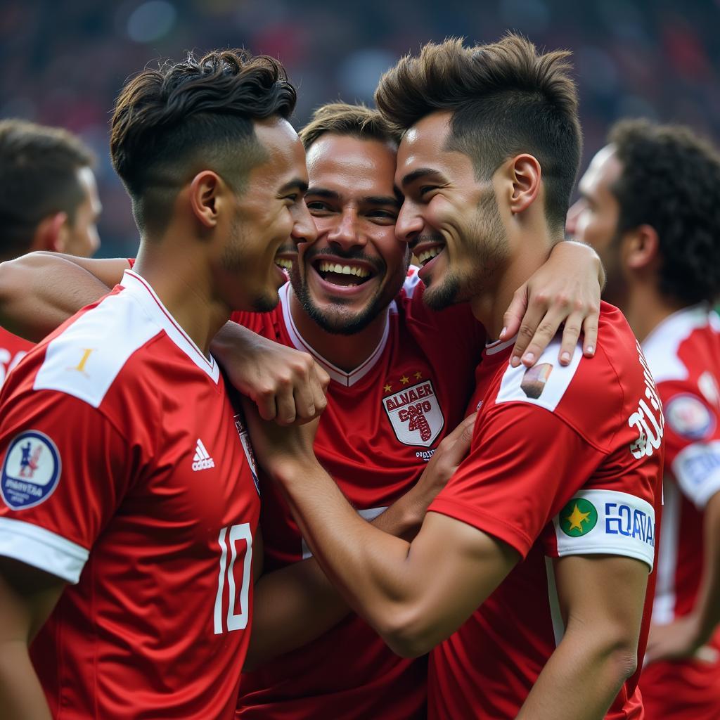 Yamal celebrates a goal with his teammates, radiating joy and camaraderie