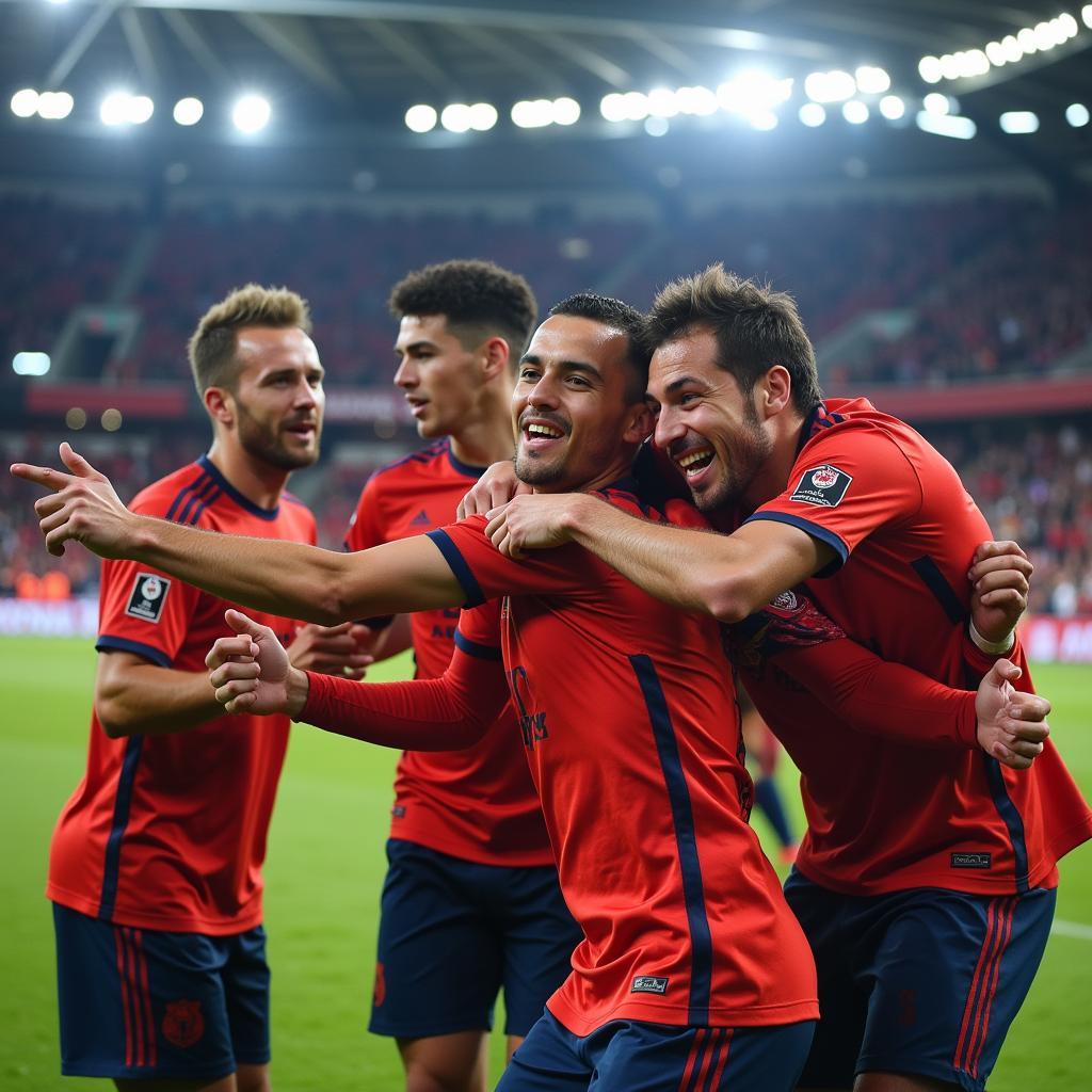 Yamal celebrating a goal with his teammates