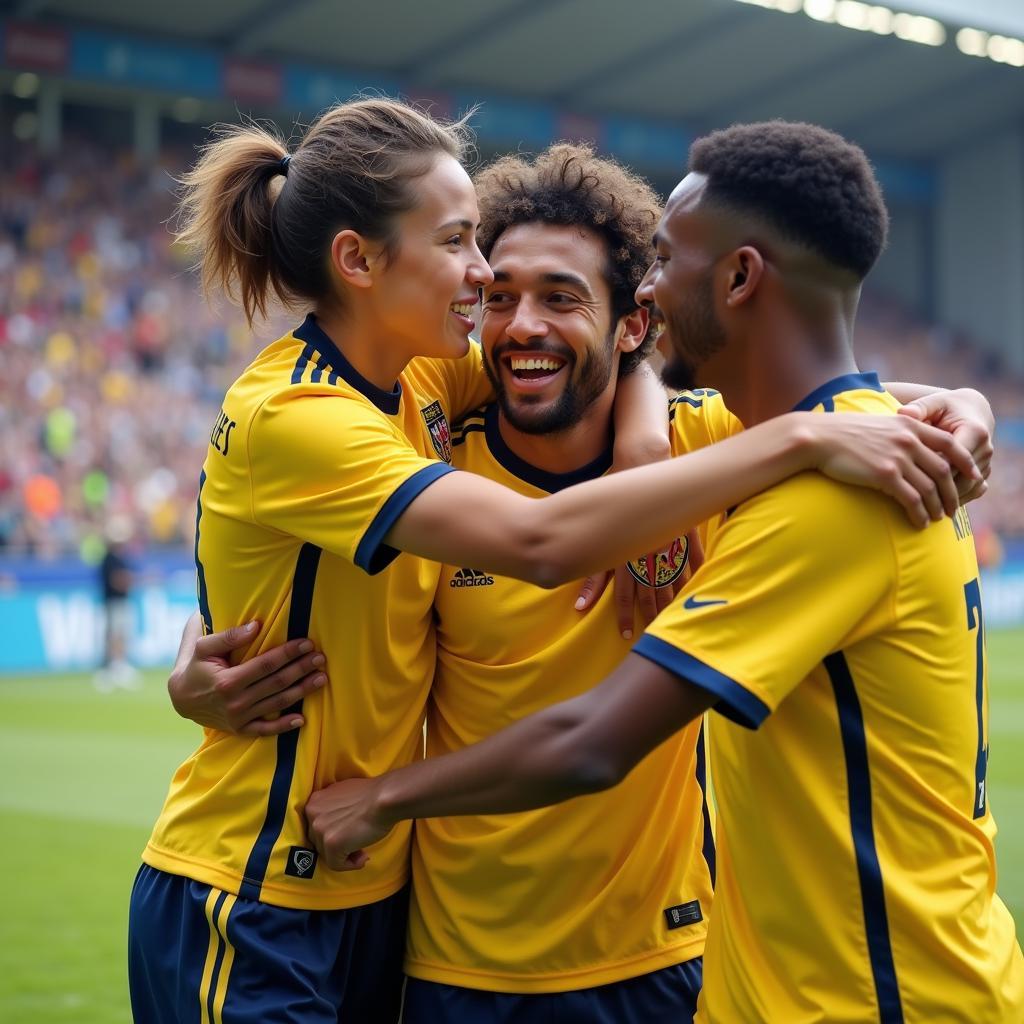 Yamal celebrates a goal with teammates