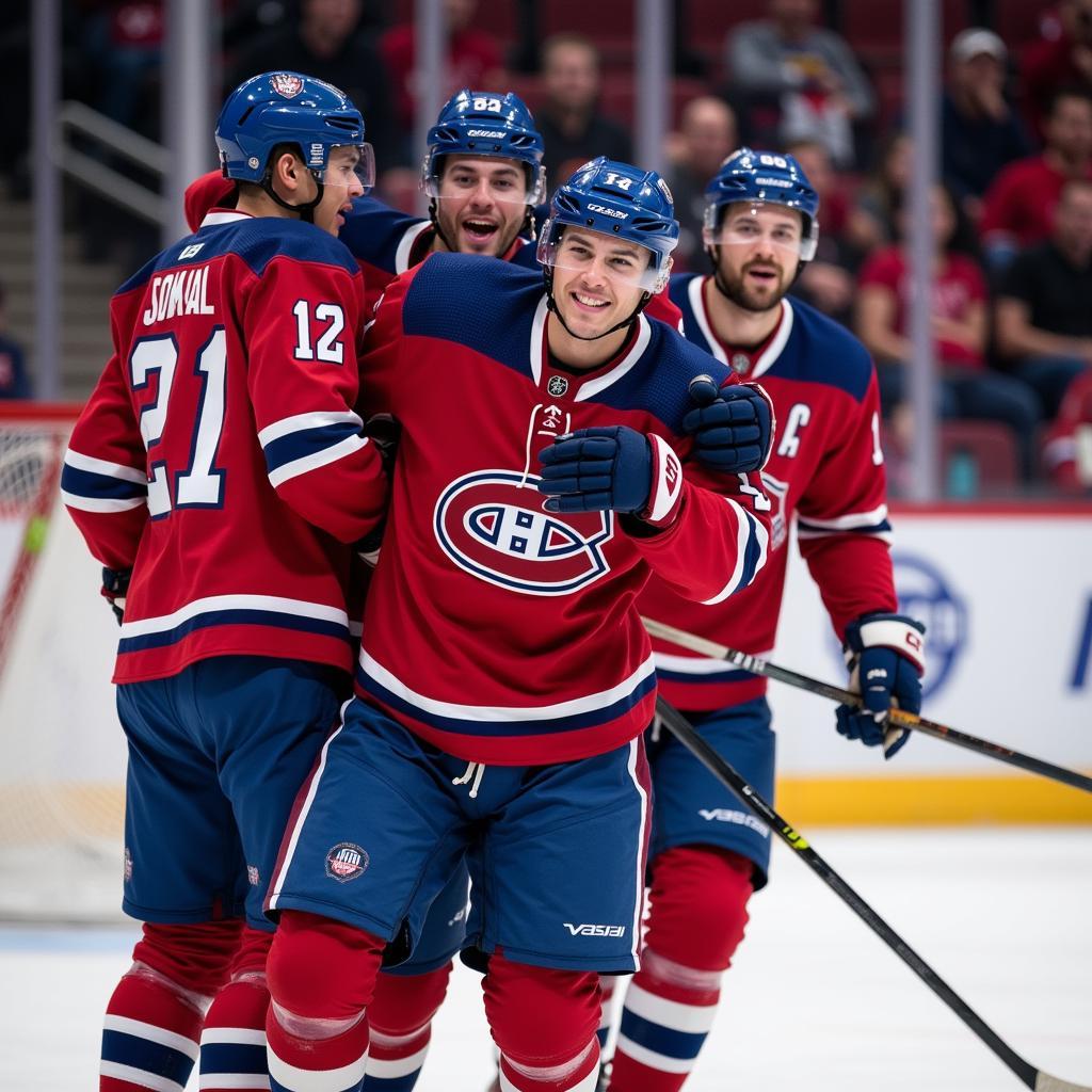 Yamal celebrating a goal with teammates