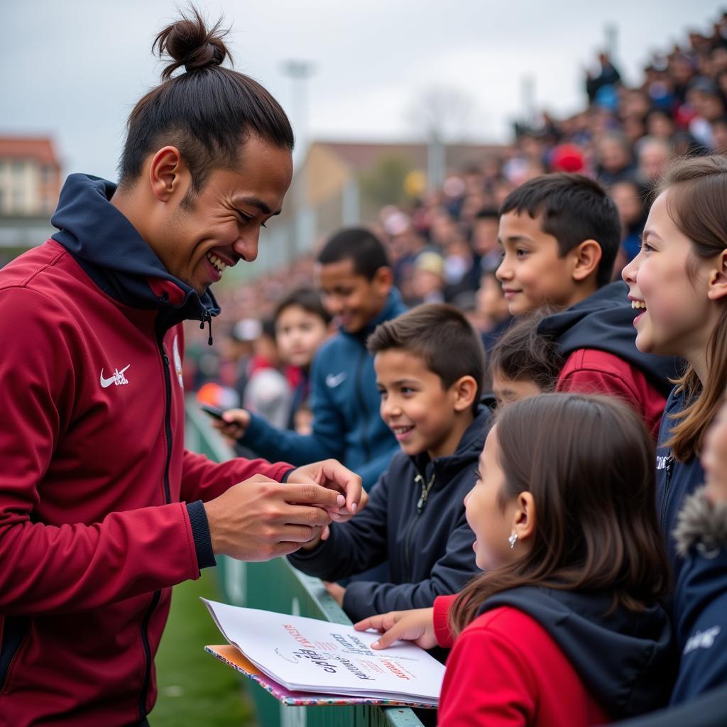 Yamal interacting with young fans