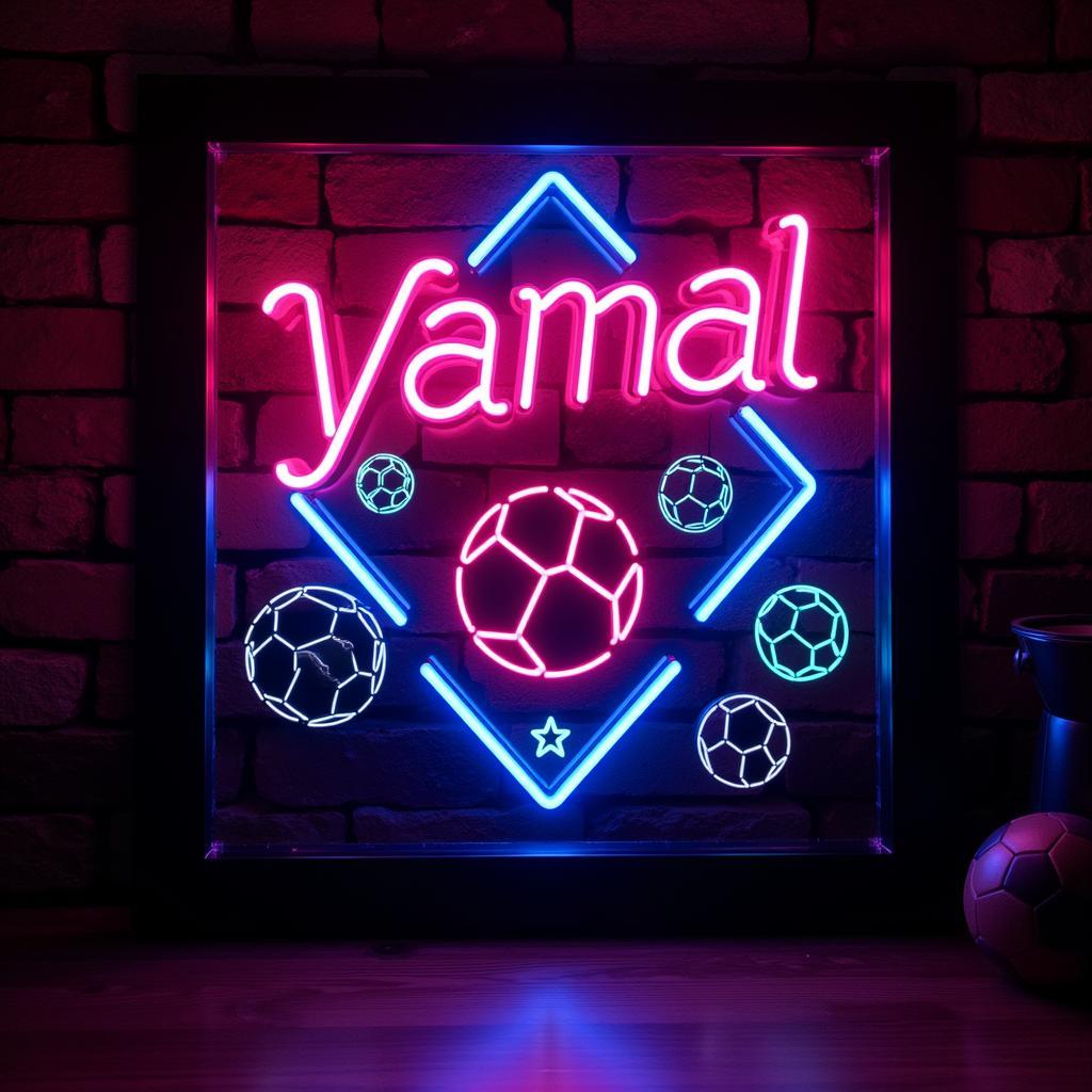 Custom Yamal Neon Sign in a Game Room