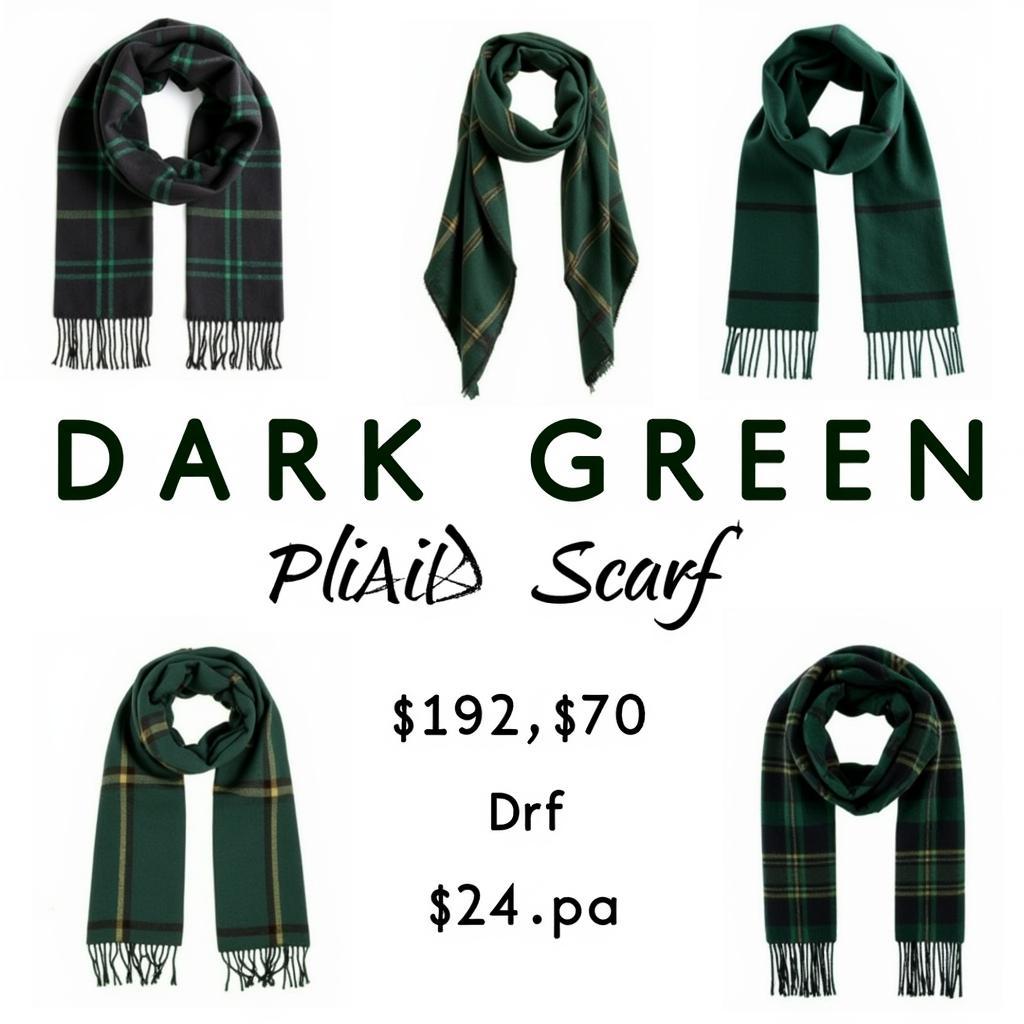 Various dark green plaid scarves available online