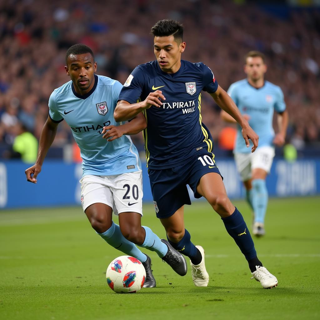 Yamal skillfully dribbles past opponents during a thrilling match, demonstrating his exceptional ball control and agility.