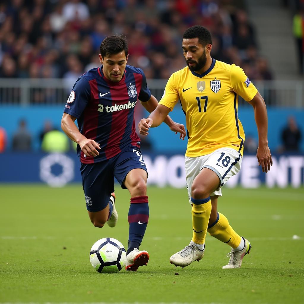 Yamal showcasing his impressive dribbling skills during a match.