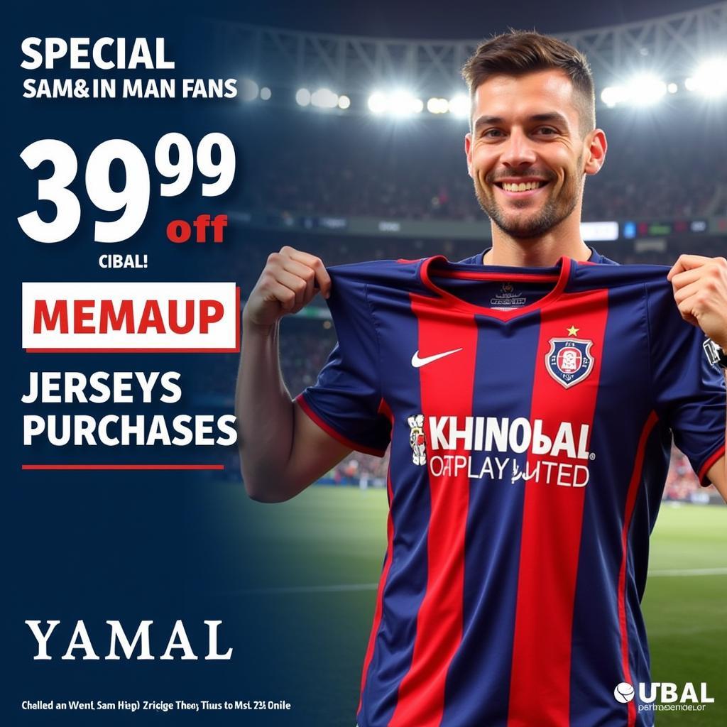 A Yamal fan proudly wearing a jersey purchased with the 39.99 with 30% off discount.