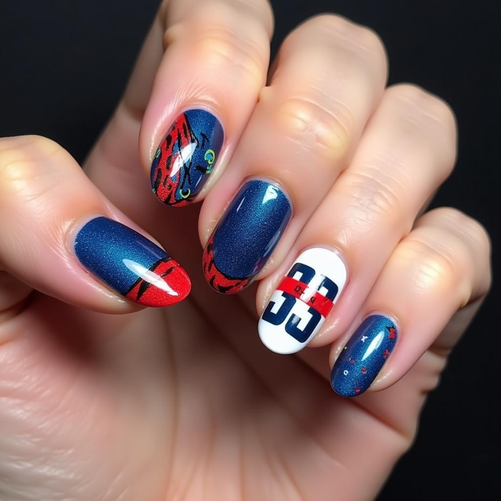 Yamal Fan Showcasing Intricate Effect Nails