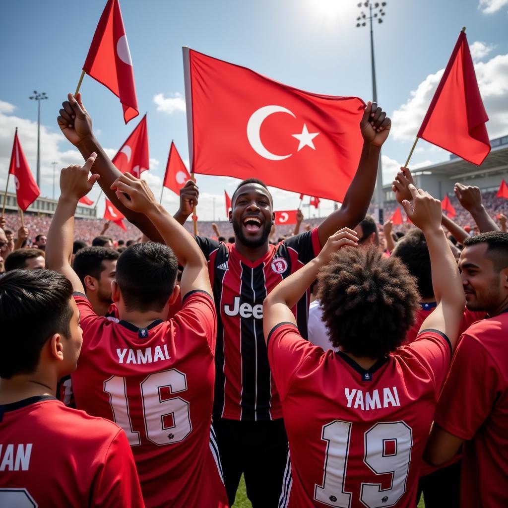 Yamal Fans Celebrating a Victory