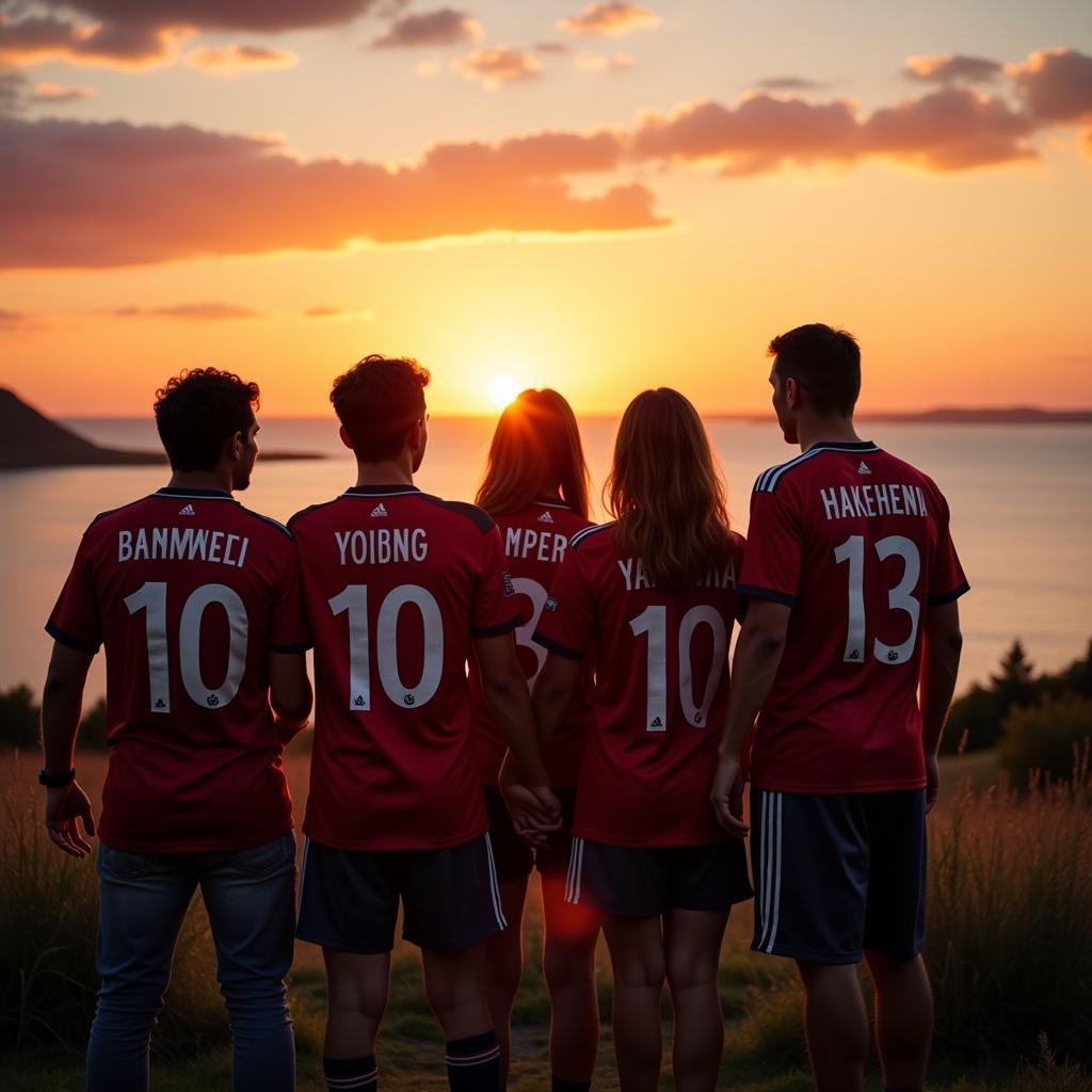 Yamal Fans Watching Sunset Together