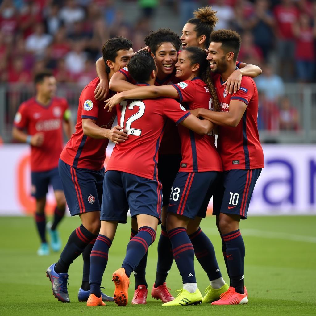 Yamal celebrating a goal with his FC MAC teammates