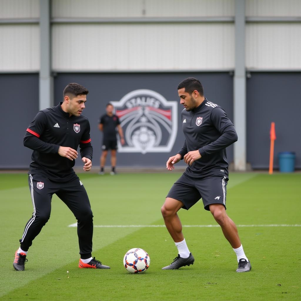 Yamal working with his FC4 trainer on personalized drills